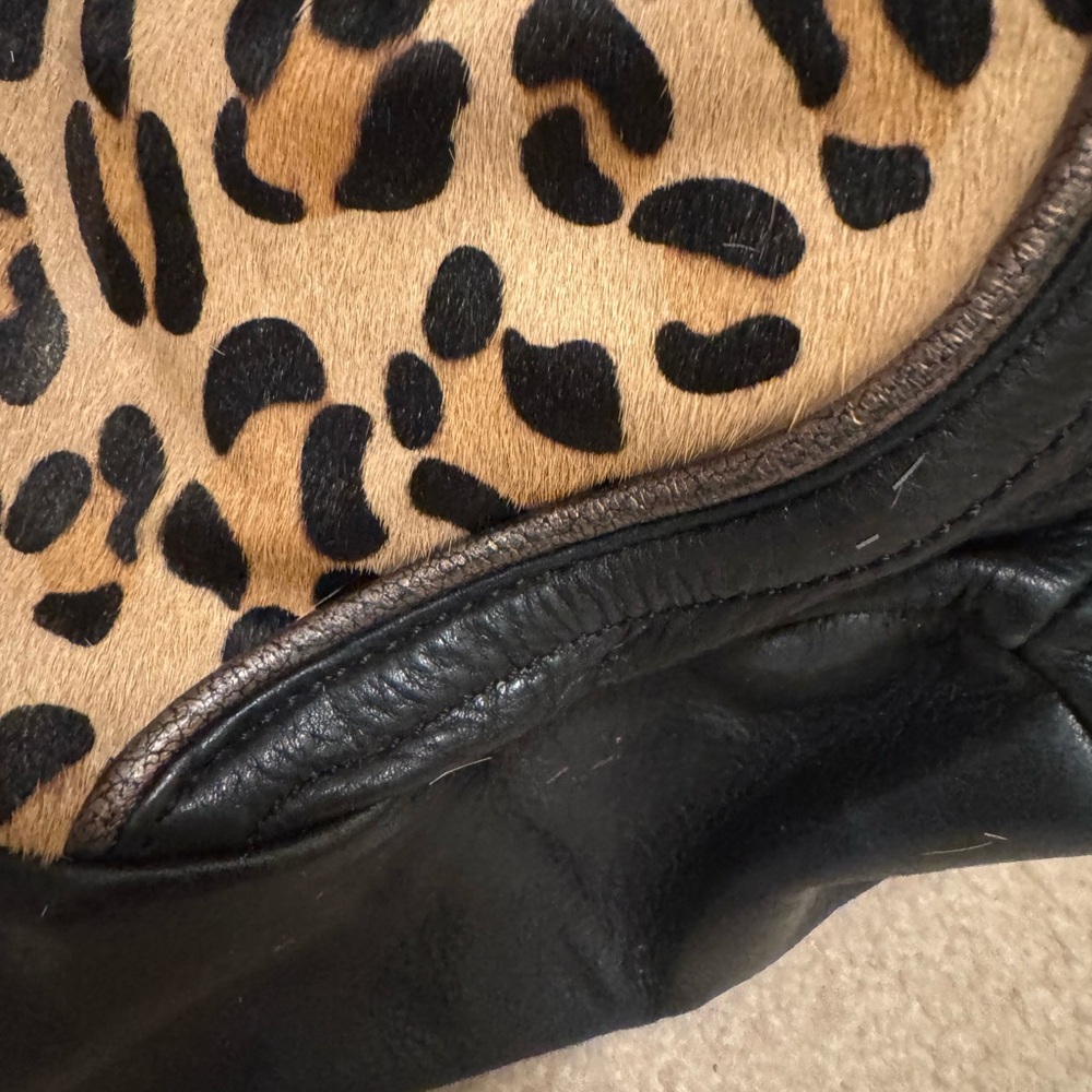 B. Makowsky Black leather and Leopard Shoulder Bag - Picture 4 of 11